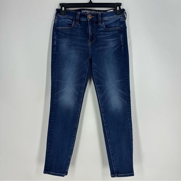 AMERICAN EAGLE Women’s Dark Wash Skinny Denim Jeans Sz 2 - Picture 1 of 9